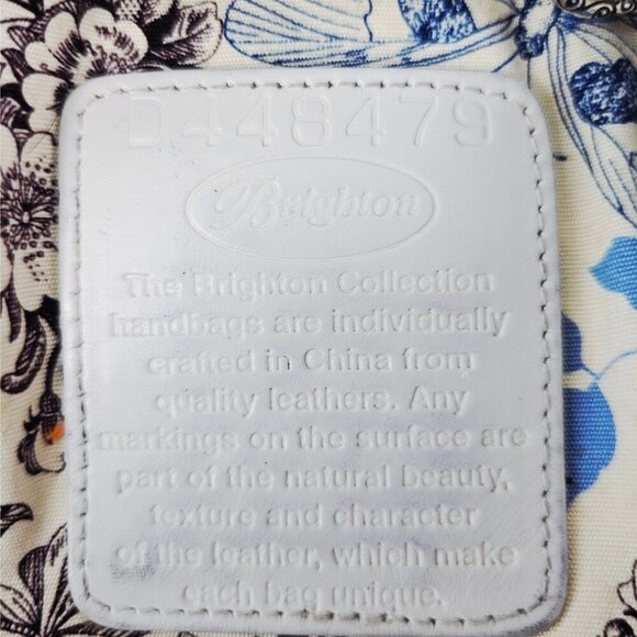 BRIGHTON Beige Pebble Leather Hobo Shoulder Bag Whipstitching Tassel Drawstring - Picture 14 of 16